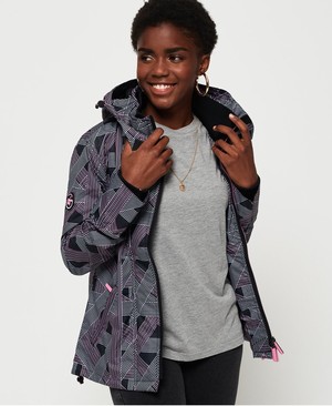 Superdry Tech Hooded Print Pop Cipzár SD-Windcheater Női Kabát Szürke | WBIXE6408